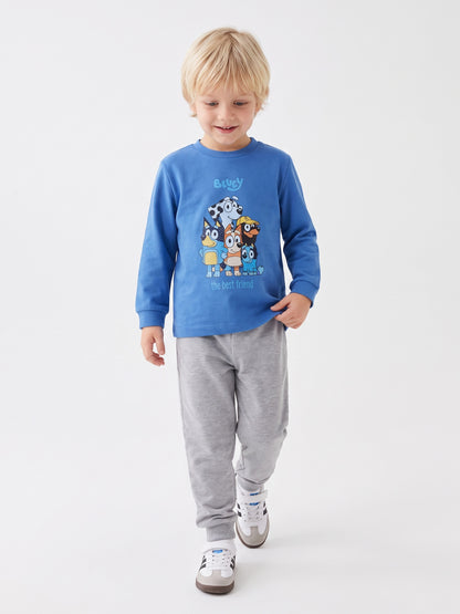 Saks Mavisi (3-8 Yaş) Karakter Baskılı İnterlok Kumaş Erkek Çocuk Pijama Takım 491042