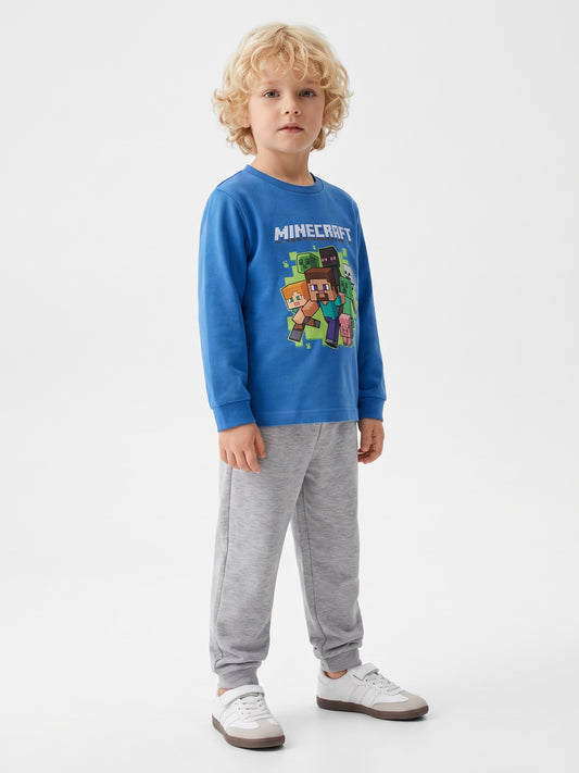 Mavi (3-8 Yaş) Karakter Baskılı İnterlok Kumaş Erkek Çocuk Pijama Takım 491042
