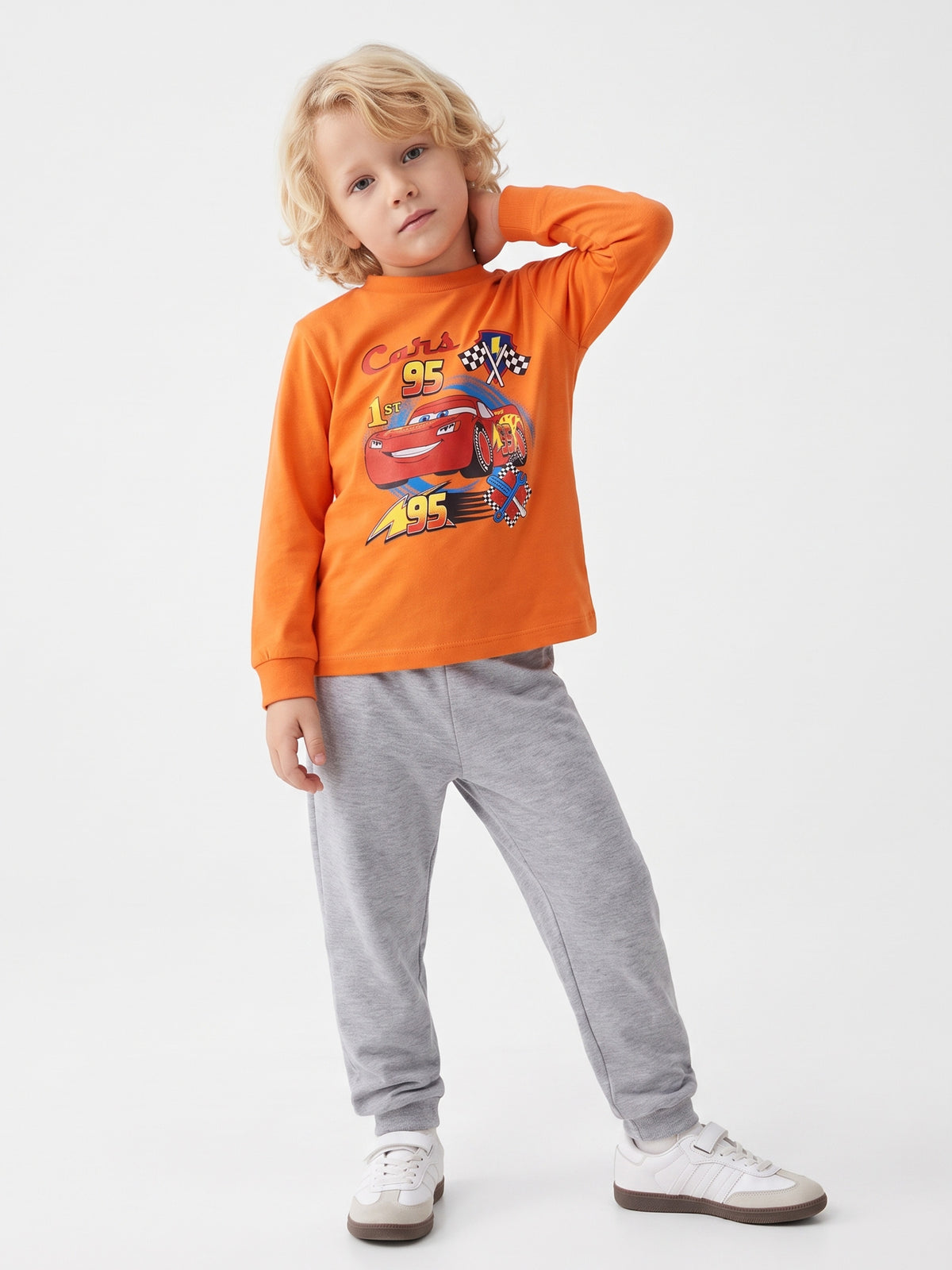 Turuncu (3-8 Yaş) Karakter Baskılı İnterlok Kumaş Erkek Çocuk Pijama Takım 491042