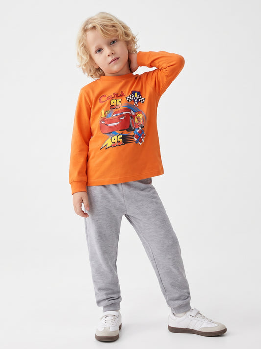Turuncu (3-8 Yaş) Karakter Baskılı İnterlok Kumaş Erkek Çocuk Pijama Takım 491042