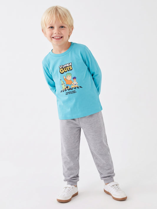 Mavi (3-8 Yaş) Karakter Baskılı İnterlok Kumaş Erkek Çocuk Pijama Takım 491042