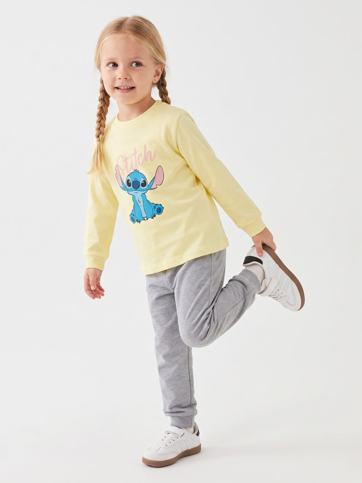 Sarı (3-8 Yaş) Karakter Baskılı İnterlok Kumaş Kız Çocuk Pijama Takım 491042