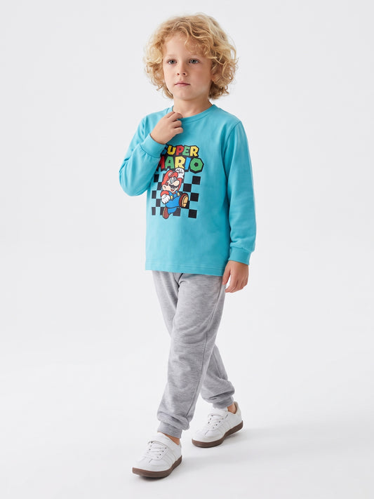 Turkuaz (3-8 Yaş) Karakter Baskılı İnterlok Kumaş Erkek Çocuk Pijama Takım 491042