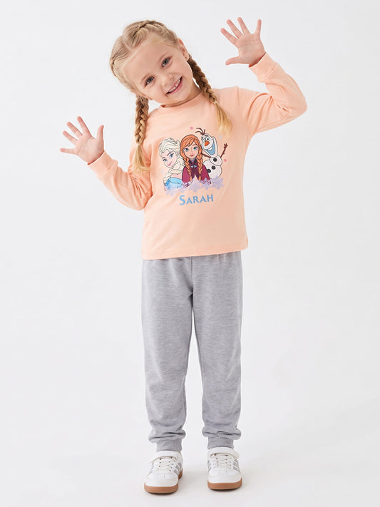 Pembe (3-8 Yaş) Karakter Baskılı İnterlok Kumaş Kız Çocuk Pijama Takım