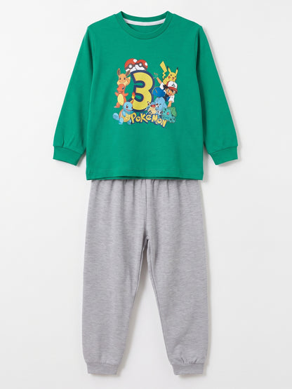 Yeşil (3-8 Yaş) Karakter Baskılı İnterlok Kumaş Erkek Çocuk Pijama Takım