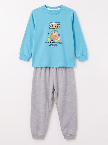 Mavi (3-8 Yaş) Karakter Baskılı İnterlok Kumaş Erkek Çocuk Pijama Takım 491042