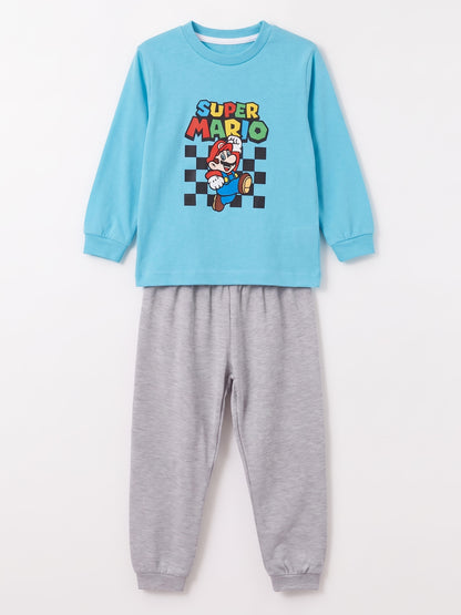 Turkuaz (3-8 Yaş) Karakter Baskılı İnterlok Kumaş Erkek Çocuk Pijama Takım 491042