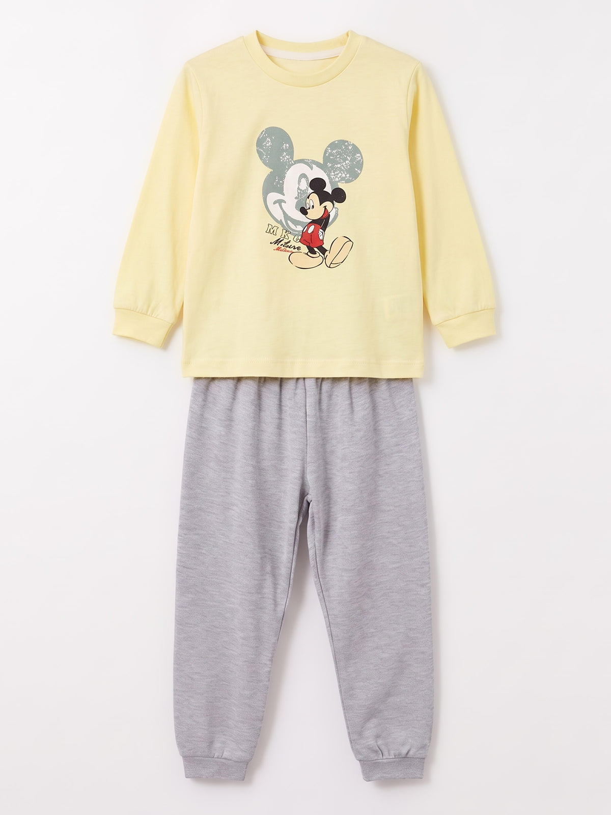Sarı (3-8 Yaş) Karakter Baskılı İnterlok Kumaş Erkek Çocuk Pijama Takım