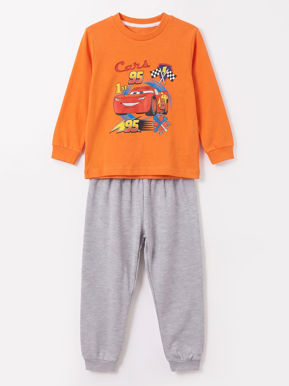 Turuncu (3-8 Yaş) Karakter Baskılı İnterlok Kumaş Erkek Çocuk Pijama Takım 491042