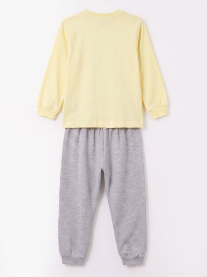 Sarı (3-8 Yaş) Karakter Baskılı İnterlok Kumaş Erkek Çocuk Pijama Takım