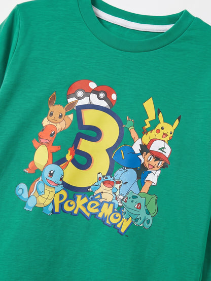 Yeşil (3-8 Yaş) Karakter Baskılı İnterlok Kumaş Erkek Çocuk Pijama Takım